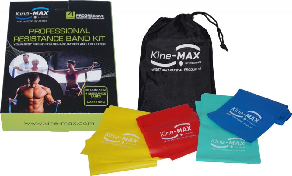 Renforcement du caoutchouc Kine-MAX Professional Resistance Band Kit - Level 1-4