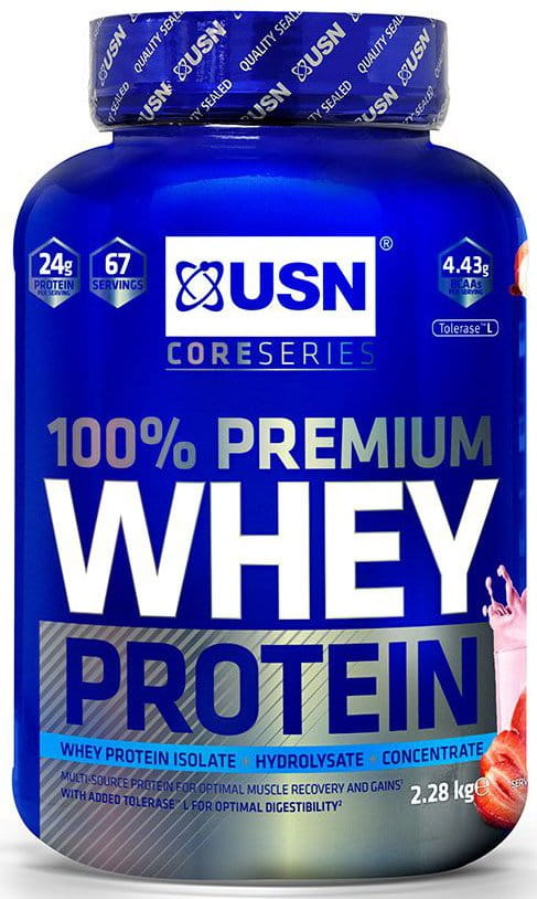 Poudres de protéines USN 100% Whey Protein Premium jahoda se smetanou 2.28kg